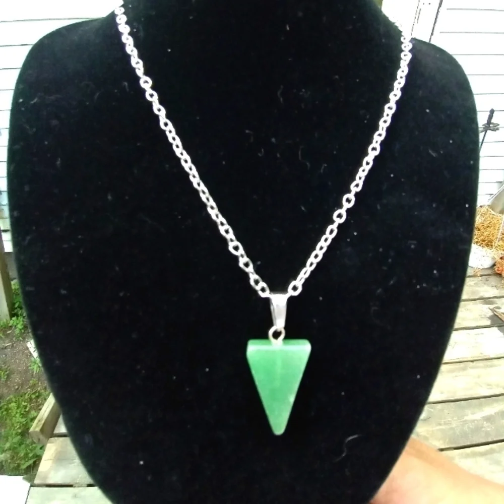 Green Aventurine triangle pendant necklace